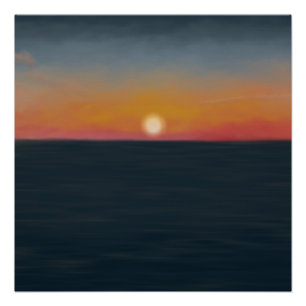 Vredige Oceaansondergang Schilderij Perfect Poster