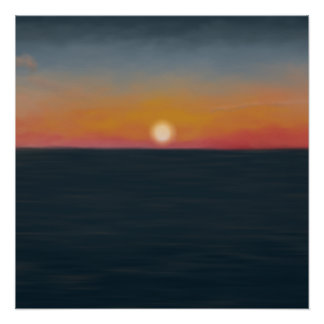 Vredige Oceaansondergang Schilderij Perfect Poster