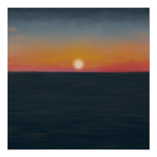 Vredige Oceaansondergang Schilderij Perfect Poster (Voorkant)