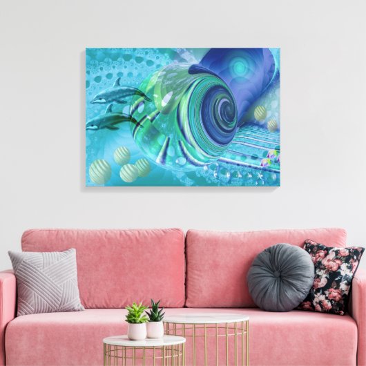 Vredige Ocean Mixed media art Canvas Afdruk (Insitu (Woonkamer))