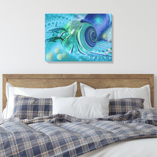 Vredige Ocean Mixed media art Canvas Afdruk (Insitu (Slaapkamer))
