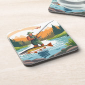 Vredige ochtend Vissende Wading Mountain Creek Bier Onderzetter (Linkerzijde)