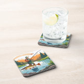 Vredige ochtend Vissende Wading Mountain Creek Bier Onderzetter (Rechterzijde)
