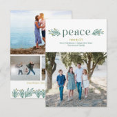 Vredige Olijfmerk vakantie fotokaart Aankondiging (Voorkant / Achterkant)