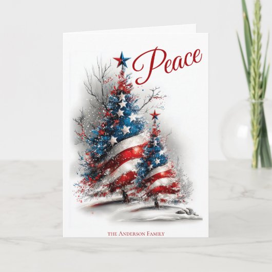 Vredige Patriottische Kerstboom Kaart (Voorkant)