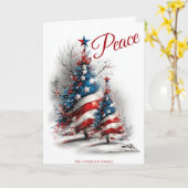 Vredige Patriottische Kerstboom Kaart (Gele Bloem)