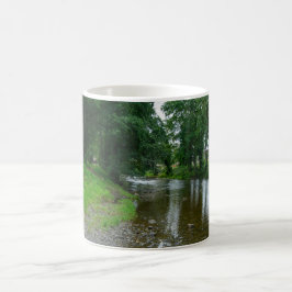 Vredige rivier Elwy oevers in St. Asaph Koffiemok