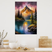 Vredige rivier in een bebost Eden Poster (Keuken)