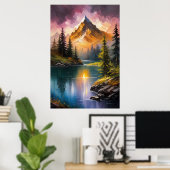 Vredige rivier in een bebost Eden Poster (Thuiskantoor)