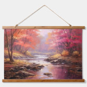 Vredige rivier Ochtend Herfst Japanse Fine Art Hangend Wandkleed (Voorkant)
