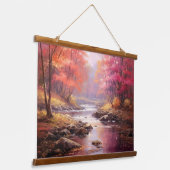 Vredige rivier Ochtend Herfst Japanse Fine Art Hangend Wandkleed (Gebogen)