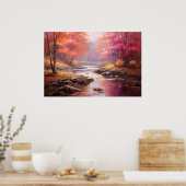 Vredige rivier Ochtend Herfst Japanse Fine Art Poster (Keuken)