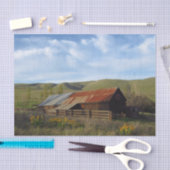 Vredige Rode en Zilveren Schuur te midden van Zonn Tissuepapier (Craft)