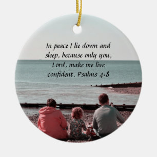 Vredige rust - Psalm 4:8 Inspirerend vormgeving Keramisch Ornament