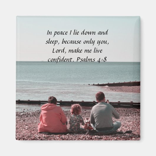 Vredige rust - Psalm 4:8 Inspirerend vormgeving Magneet (Voorkant)