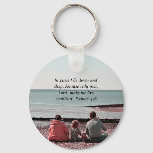Vredige rust - Psalm 4:8 Inspirerend vormgeving Sleutelhanger