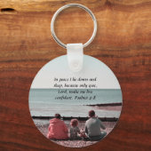 Vredige rust - Psalm 4:8 Inspirerend vormgeving Sleutelhanger (Voorkant)