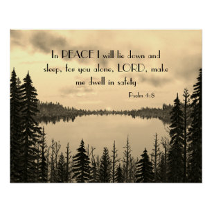 Vredige Schrift Sunset Lake Sepia schilderij Perfect Poster