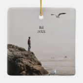 Vredige Serenity Gebedsstrand Scene Keramisch Ornament (Achterkant)