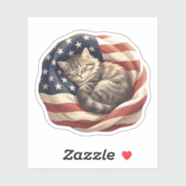Vredige Slaande Kat Gewikkeld in de Amerikaanse Vl Sticker