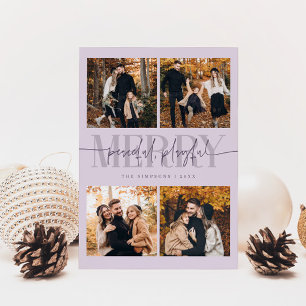 Vredige speelse vrolijke Paarse kerstfoto Feestdagenkaart