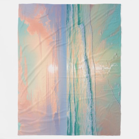 Vredige strand zonsondergang, natuur landschap fleece deken (Voorkant)