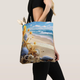 VREDIGE STRANDSCÈNE MET SCHELPEN TOTE BAG