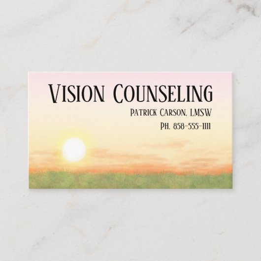 Vredige Sunset Counseling Professional Visitekaartje (Voorkant)