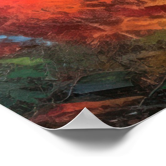 Vredige Sunset Mountain Herfst Japans Fine Art Poster (Hoek)