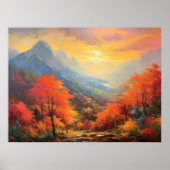 Vredige Sunset Mountain Herfst Japans Fine Art Poster (Voorkant)