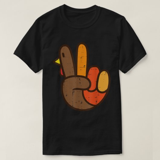 Vredige Turkije Hand Retro Thanksgiving Shirt (Design voorkant)