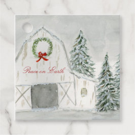 Vredige Winter Holiday Barn Bedankjes Labels