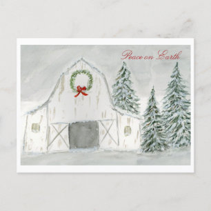 Vredige Winter Holiday Barn Briefkaart
