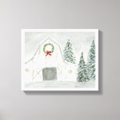 Vredige Winter Holiday Barn Canvas Afdruk (Voorkant)