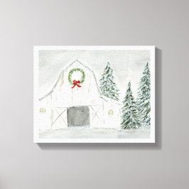 Vredige Winter Holiday Barn Canvas Afdruk