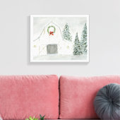Vredige Winter Holiday Barn Canvas Afdruk (Insitu (Woonkamer))