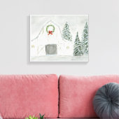 Vredige Winter Holiday Barn Canvas Afdruk (Insitu (Woonkamer))