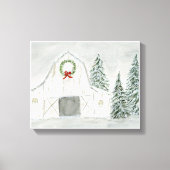 Vredige Winter Holiday Barn Canvas Afdruk (Voorkant)