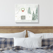 Vredige Winter Holiday Barn Canvas Afdruk (Insitu (Slaapkamer))