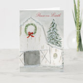 Vredige Winter Holiday Barn Kaart (Voorkant)