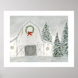 Vredige Winter Holiday Barn Poster