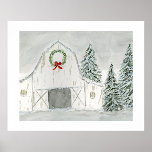 Vredige Winter Holiday Barn Poster (Voorkant)