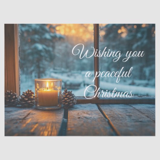 Vredige winter kerstdecoratie in het raam tissuepapier (Voorkant)