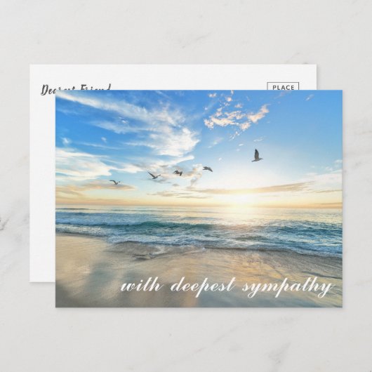Vredige Zeeoever Scène met Vogels Condoleance Briefkaart (Voorkant / Achterkant)