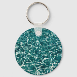Vredige zomer Aqua Blue Zwembad Water Sleutelhanger