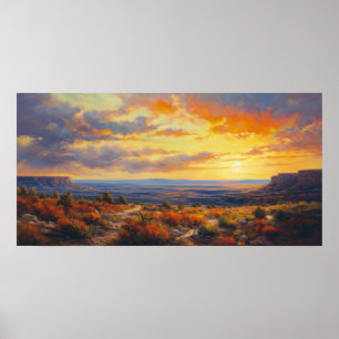 Vredige zonsondergang in de herfst Plateau Fine Ar Poster