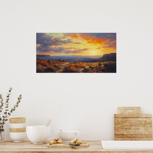 Vredige zonsondergang in de herfst Plateau Fine Ar Poster (Keuken)