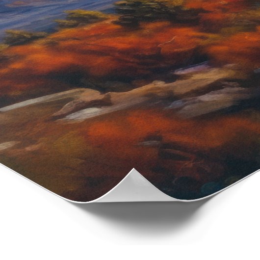 Vredige zonsondergang in de herfst Plateau Fine Ar Poster (Hoek)