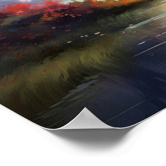 Vredige zonsopgang rivier poster (Hoek)