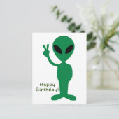 Vreedige Alien Verjaardag Briefkaart (Staand voorkant)